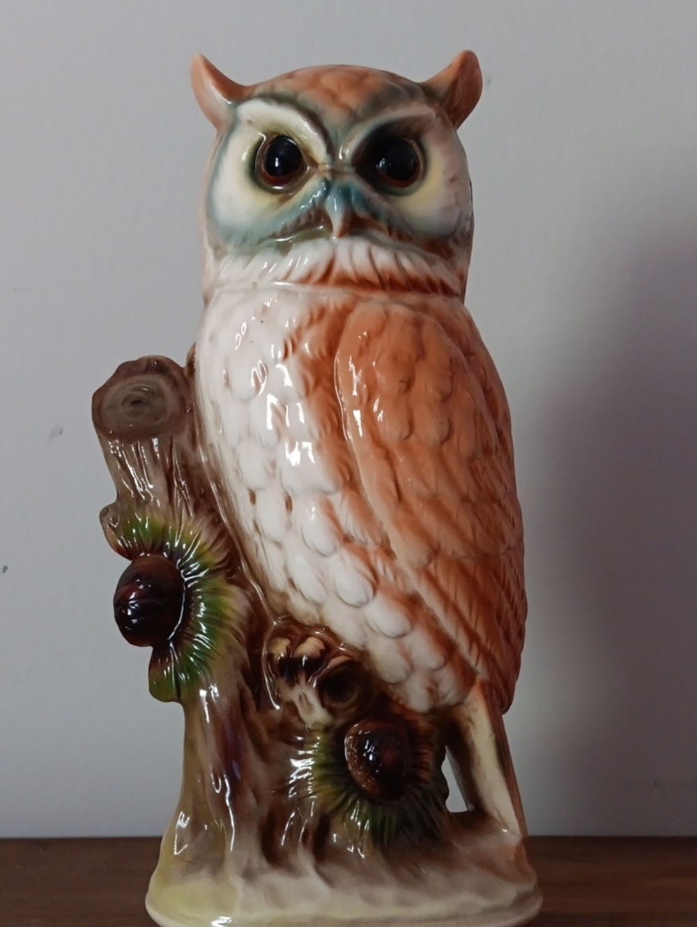 MCM Vintage Ceramic Owl Figurine in Brown and White